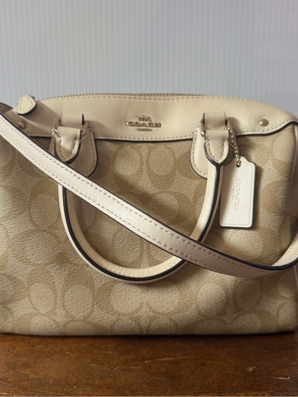 Coach Signature Canvas Satchel in Beige